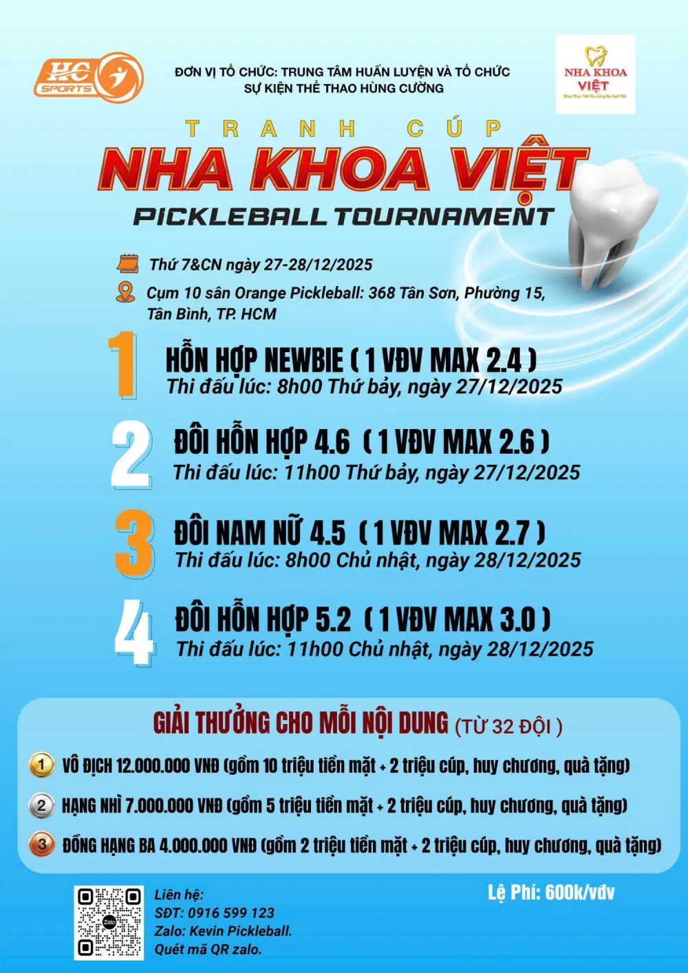 Tranh cup Pickleball Nha khoa Việt 2025 1