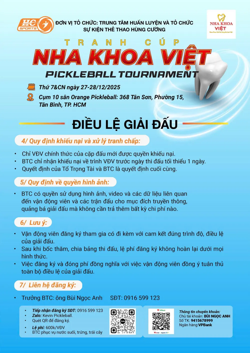 Tranh cup Pickleball Nha khoa Việt 2025 3